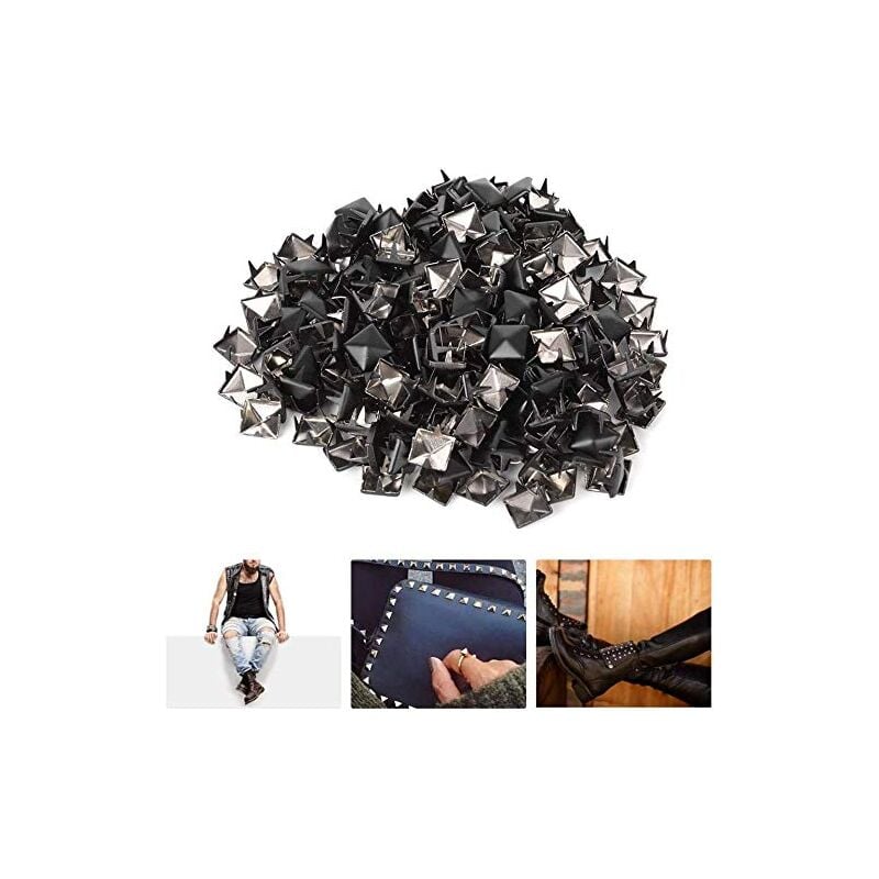 foto del prodotto heepdd 200 pezzi rivetti quadrati, 9 mm rivetti a punta quadrati fai da te rivetti a punta per borse in pelle abbigliamento borsa scarpe decorative