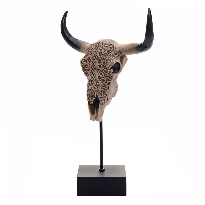 foto del prodotto hegele decorazione da tavolo trofeo hhg 699 poliresina teschio di toro 47x30x12cm