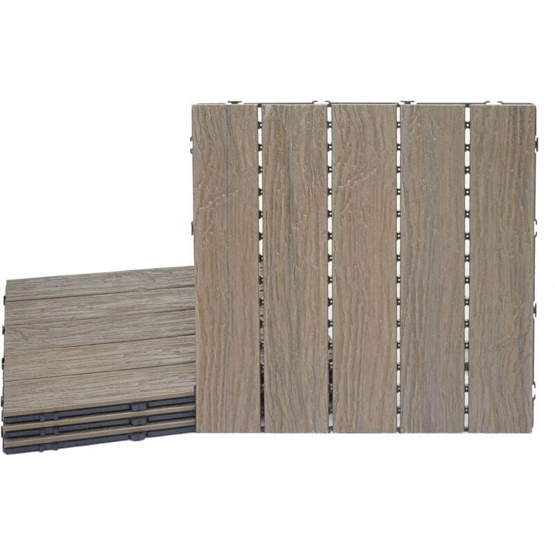 foto del prodotto hegele piastrelle pavimentazione da esterno hhg 167 wpc 1mq, 4 pezzi 50x50cm marrone chiaro