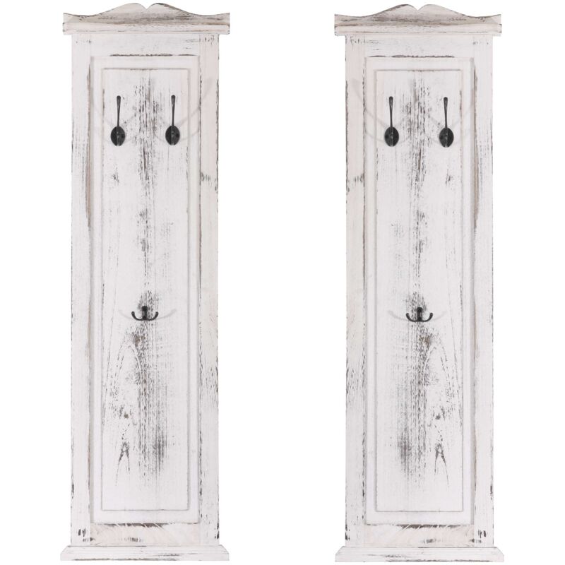 foto del prodotto hegele set 2x appendiabiti attaccapanni shabby vintage legno paulonia 6x28x109cm bianco