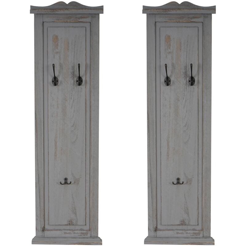 foto del prodotto hegele set 2x appendiabiti attaccapanni shabby vintage legno paulonia 6x28x109cm grigio