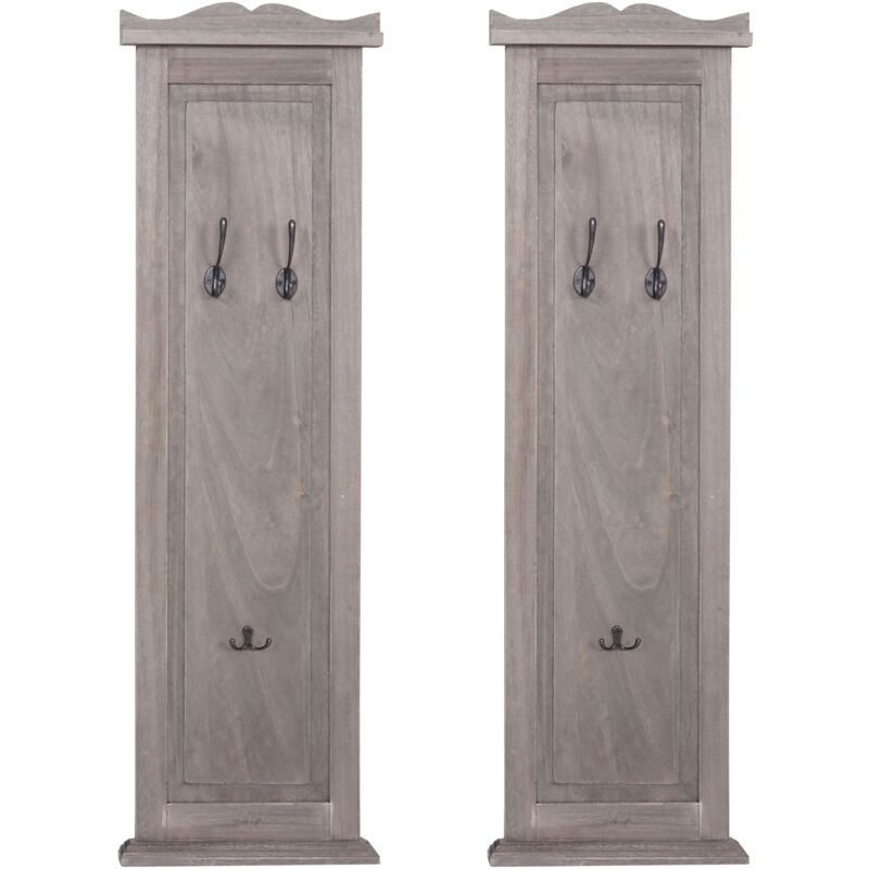 foto del prodotto hegele set 2x appendiabiti attaccapanni shabby vintage legno paulonia 6x28x109cm marrone grigio