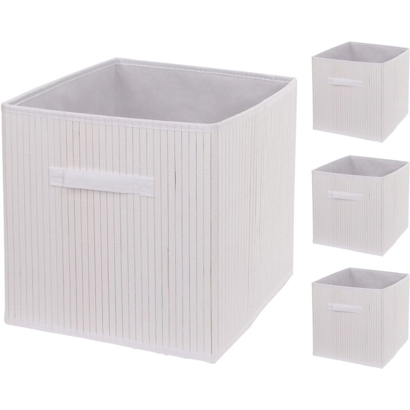 foto del prodotto hegele set 4x cestini contenitori portaoggetti pieghevoli hhg 120 bamb 32x32x32cm bianco