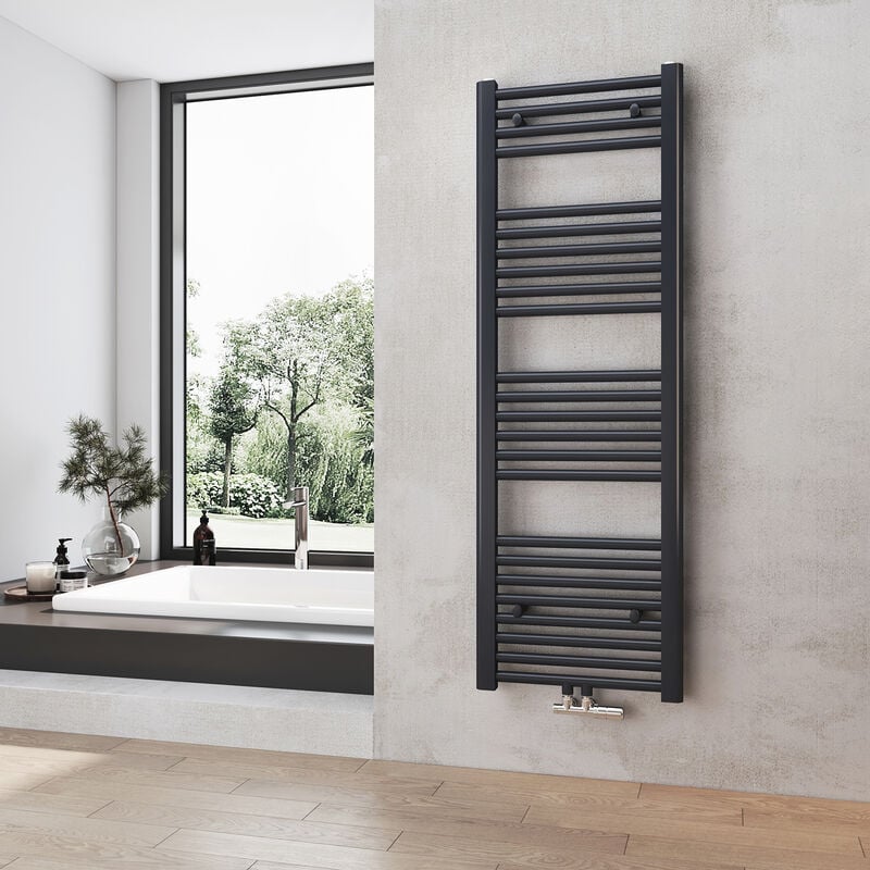 foto del prodotto heilmetz bagno radiatore asciugamani riscaldamento 1200 x 400 mm antracite radiatore asciugamani collegamento centrale scaldasalviette