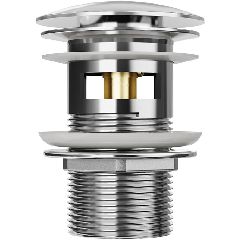 foto del prodotto heilmetz pilette di scarico per lavandino click clack tonda universale pop up piletta diametro del coperchio 66 mm