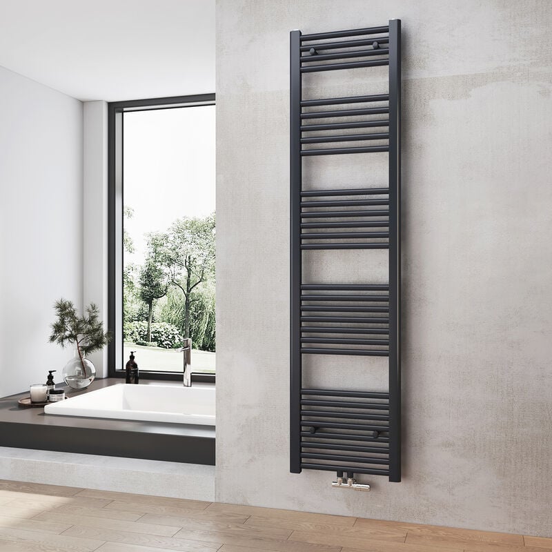 foto del prodotto heilmetz radiatore bagno asciugamani riscaldamento 1600 x 400 mm antracite radiatore asciugamani collegamento centrale scaldasalviette