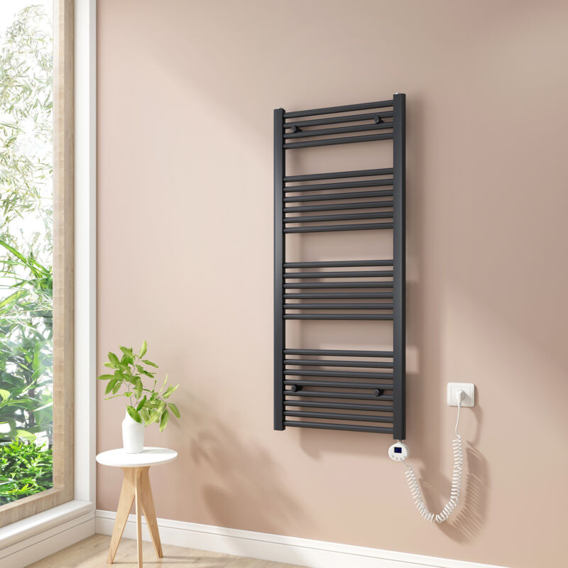 foto del prodotto heilmetz scaldasalviette elettrici con termostato di riscaldamento elettrico modalit timer e termostato, portasciugamani elettrico 120x50cm,