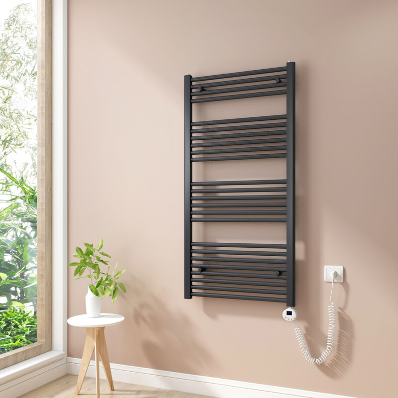 foto del prodotto heilmetz scaldasalviette elettrici con termostato di riscaldamento elettrico modalit timer e termostato, portasciugamani elettrico 120x60cm,