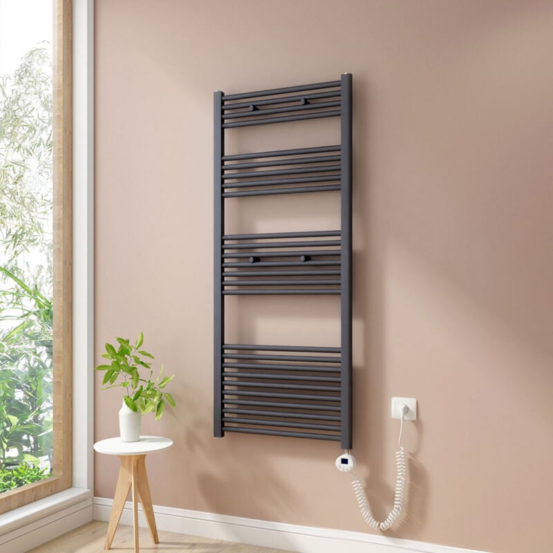 foto del prodotto heilmetz scaldasalviette elettrici con termostato di riscaldamento elettrico modalit timer e termostato, portasciugamani elettrico 140x60cm,