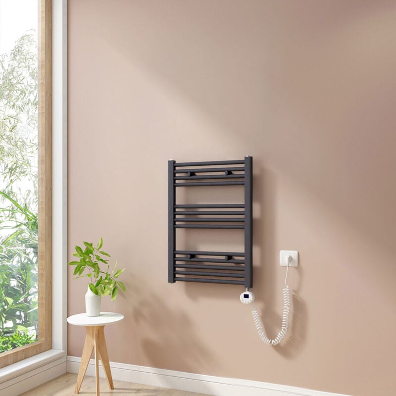 foto del prodotto heilmetz scaldasalviette elettrici con termostato di riscaldamento elettrico modalit timer e termostato, portasciugamani elettrico 70x50cm,