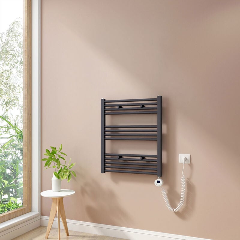 foto del prodotto heilmetz scaldasalviette elettrici con termostato di riscaldamento elettrico modalit timer e termostato, portasciugamani elettrico 70x60cm,
