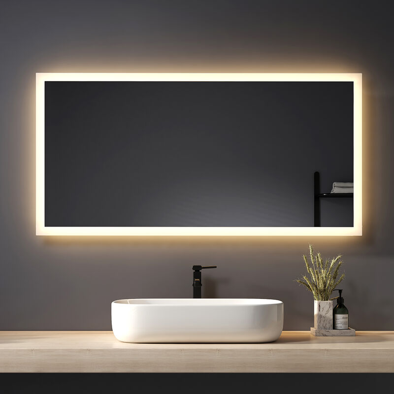 foto del prodotto heilmetz specchio da bagno a led 120x60cm specchio da bagno con illuminazione luce bianca calda specchio da parete specchio ip44 risparmio