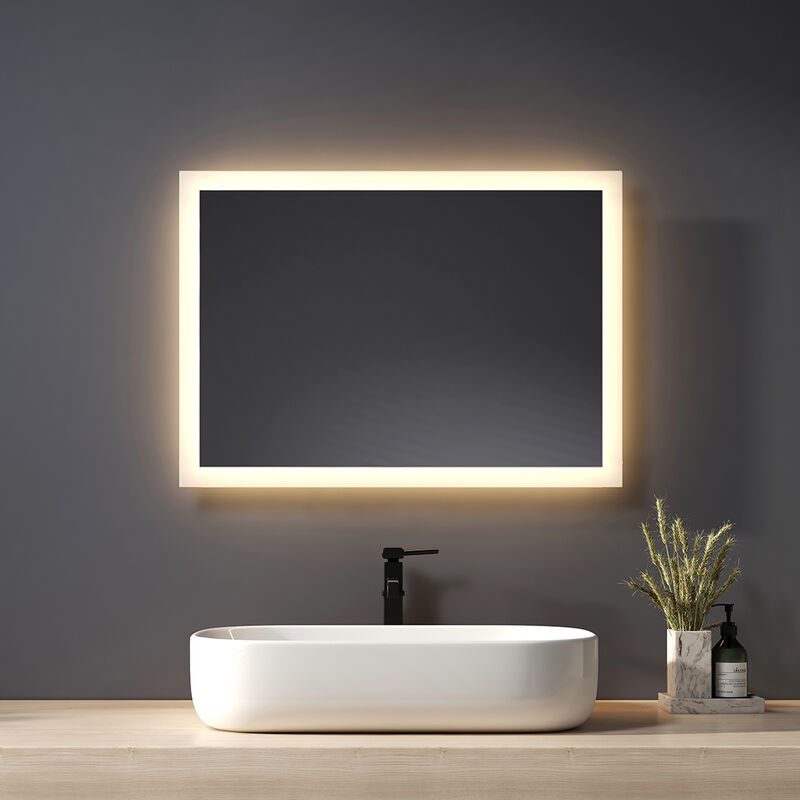 foto del prodotto heilmetz specchio da bagno a led 50x70cm specchio da bagno con illuminazione luce bianca calda specchio da parete specchio ip44 risparmio energetico