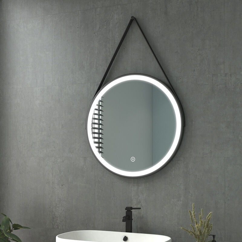 foto del prodotto heilmetz - specchio da bagno con illuminazione led 60 cm specchio da bagno specchio da parete rotondo con interruttore a sfioramento luce bianca fredda