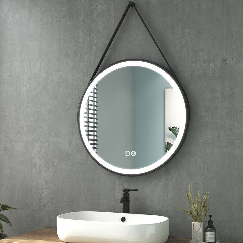 foto del prodotto heilmetz specchio da bagno con illuminazione led 70 cm specchio da bagno rotondo da parete con interruttore touch 3 colori di luce impermeabile