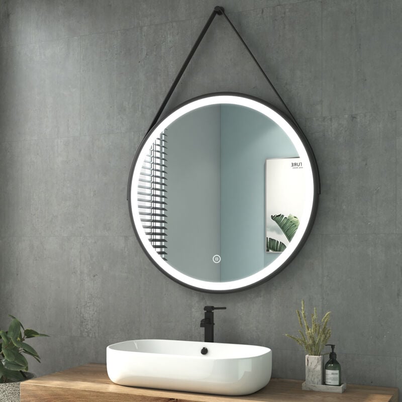 foto del prodotto heilmetz specchio da bagno con illuminazione led 80 cm specchio da bagno specchio da parete rotondo con interruttore a sfioramento luce bianca