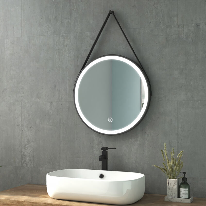 foto del prodotto heilmetz specchio da bagno con illuminazione led specchio da bagno da 50 cm specchio da parete rotondo con interruttore a sfioramento luce bianca