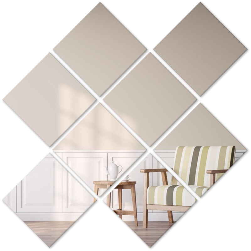 foto del prodotto heilmetz specchio piastrelle autoadesive fai da te specchio adesivo da parete 15x15cm decorazione murale per soggiorno bagno camera da letto 8 pezzi