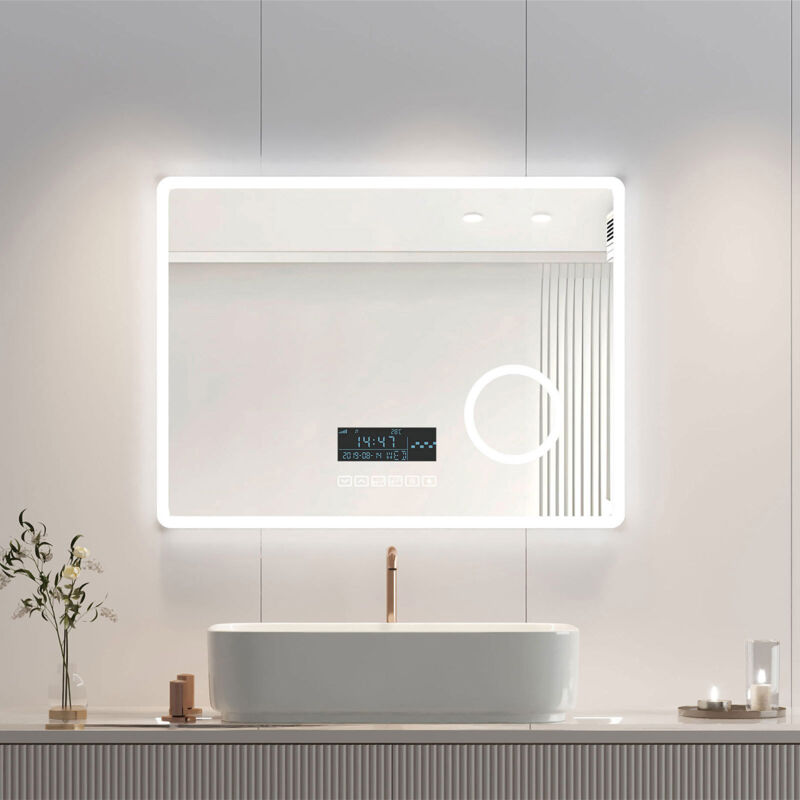 foto del prodotto heilmetz specchio retroilluminato da bagno con ingranditore 3x, anti appannamento specchi luminosi per bagno, luce bianca regolabile 80x60 cm