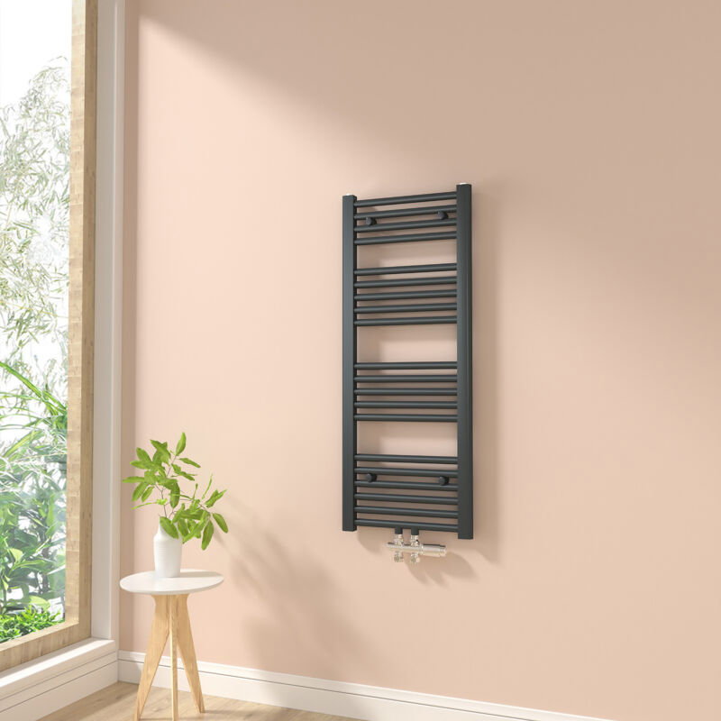 foto del prodotto heilmetz termoarredo scaldasalviette bagno radiatore ad acqua calda non elettrico antracite 100x40cm 382w