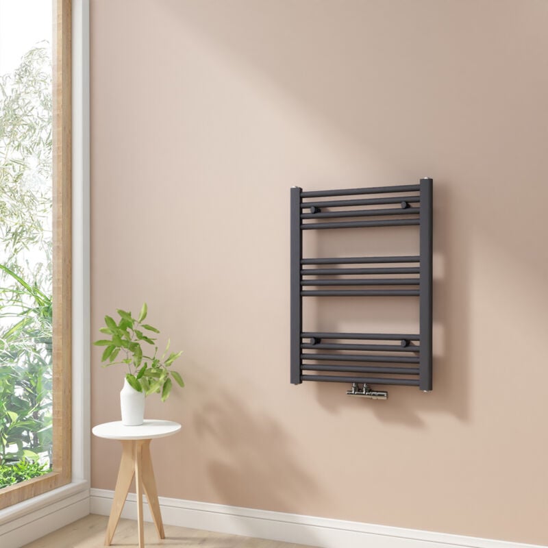 foto del prodotto heilmetz termoarredo scaldasalviette bagno radiatore ad acqua calda non elettrico antracite 70x50cm 284w