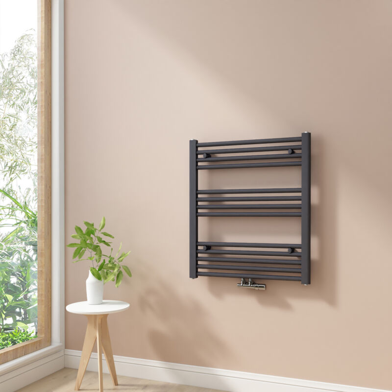 foto del prodotto heilmetz termoarredo scaldasalviette bagno radiatore ad acqua calda non elettrico antracite 70x60cm 330w