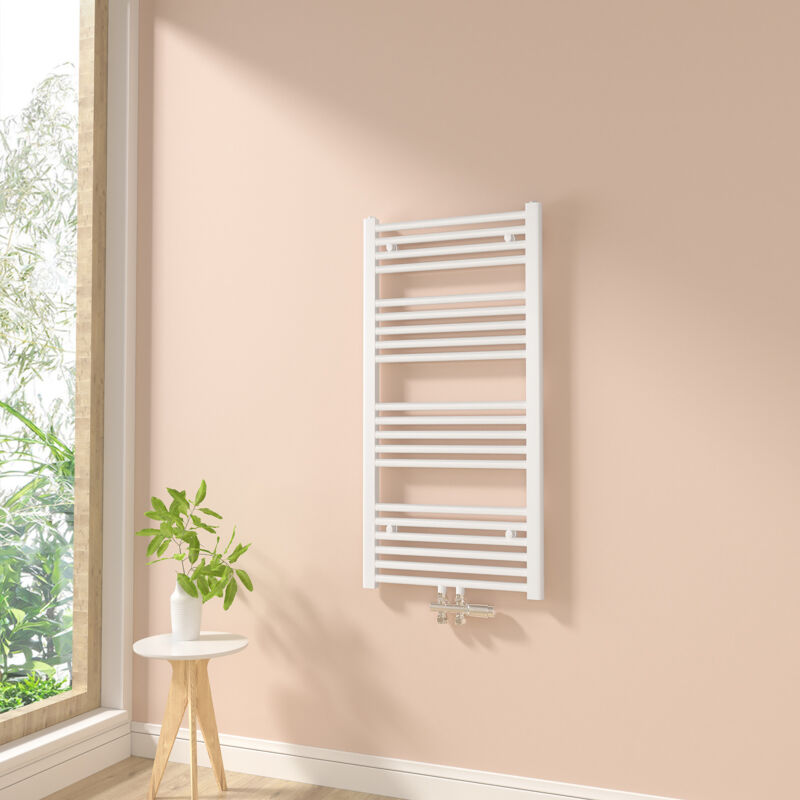 foto del prodotto heilmetz termoarredo scaldasalviette bagno radiatore ad acqua calda non elettrico bianca 100x50cm 451w