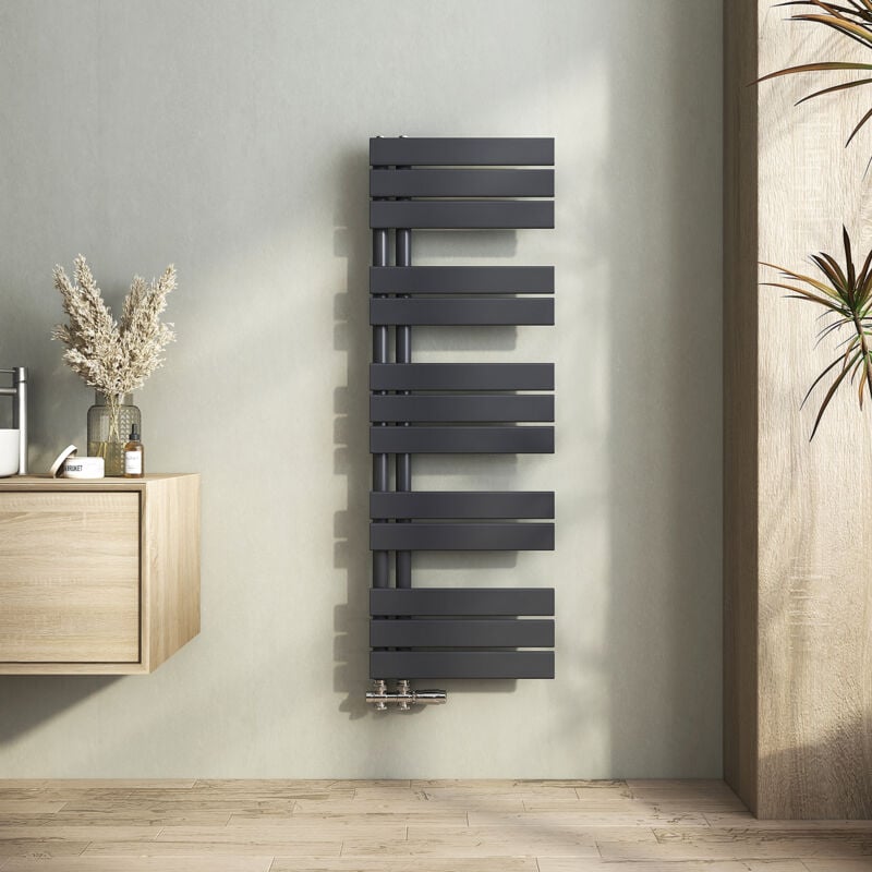foto del prodotto heilmetz termoarredo scaldasalviette radiatore acqua calda design laterale verticale pannel scaldasalviette connessione antracite 1176 x 400 mm 518w