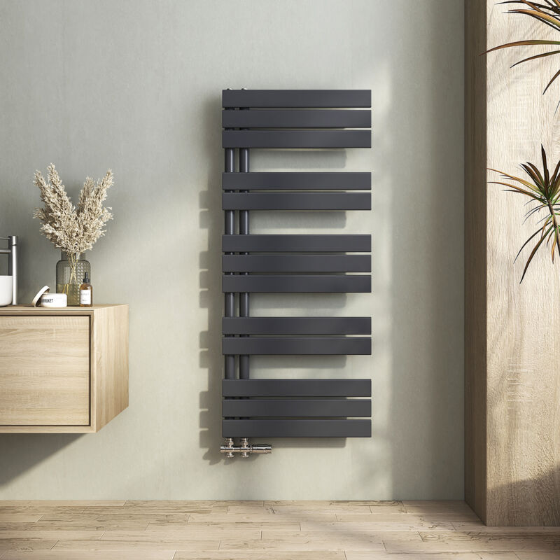 foto del prodotto heilmetz termoarredo scaldasalviette radiatore acqua calda design laterale verticale pannel scaldasalviette connessione antracite 1176 x 500 mm 601w