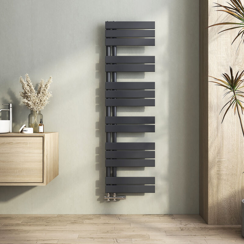 foto del prodotto heilmetz termoarredo scaldasalviette radiatore acqua calda design laterale verticale pannel scaldasalviette connessione antracite 1385 x 400 mm 598w