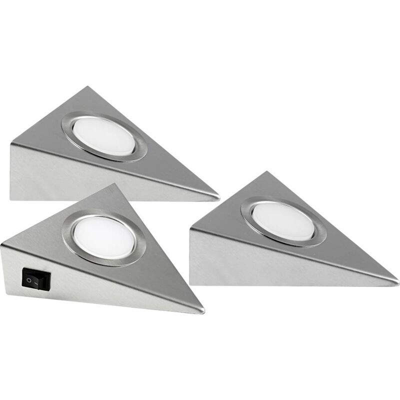 foto del prodotto heitronic genua lampada led sottopensile kit da 3 led monocolore led a montaggio fisso 6 w bianco caldo acciaio inox