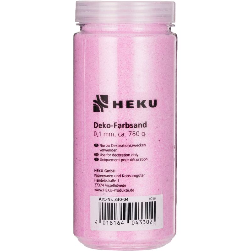 foto del prodotto heku 30330 04 sabbia decorativa colore rosa, 750 g, in barattolo richiudibile, 750g, unit 
