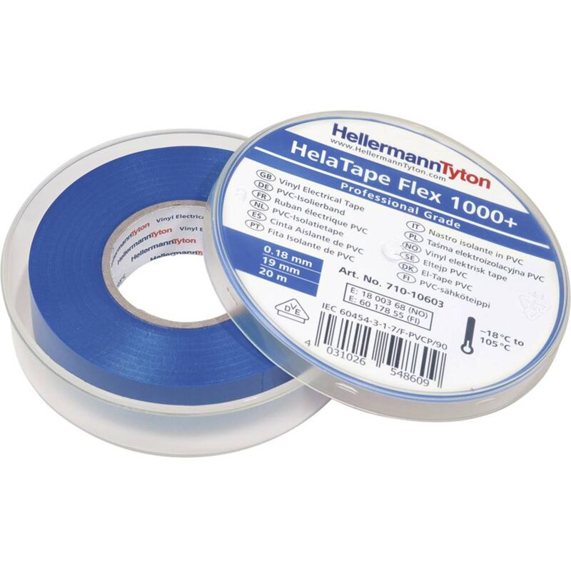 foto del prodotto helatape flex 1000 710 10603 nastro isolante helatape flex 1000 blu l x l 20 m x 19 mm 1 pz. hellermanntyton