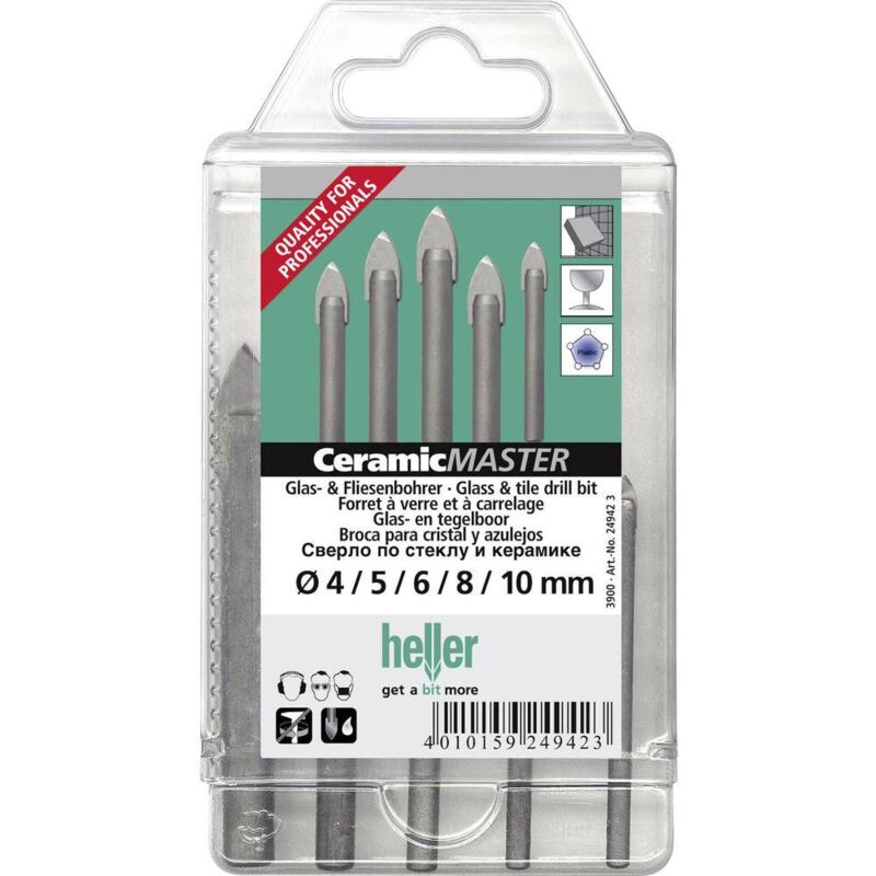 foto del prodotto heller tools quickbit ceramicmaster 24942 kit punte da vetro e piastrelle 5 parti 1 4 6.3 mm 1 kit