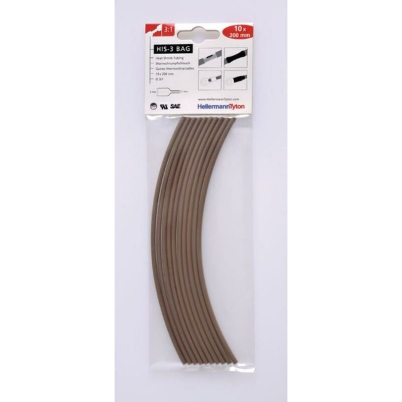 foto del prodotto hellermann tyton guaina termorestringente marrone fino a 3:1 in sacchetti 308-30314