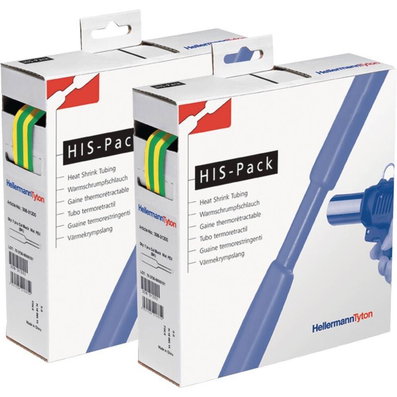 foto del prodotto hellermanntyton 300 31277 termoretraibile senza colla verde, giallo 12.70 mm 6.40 mm restringimento 2 1 5 m