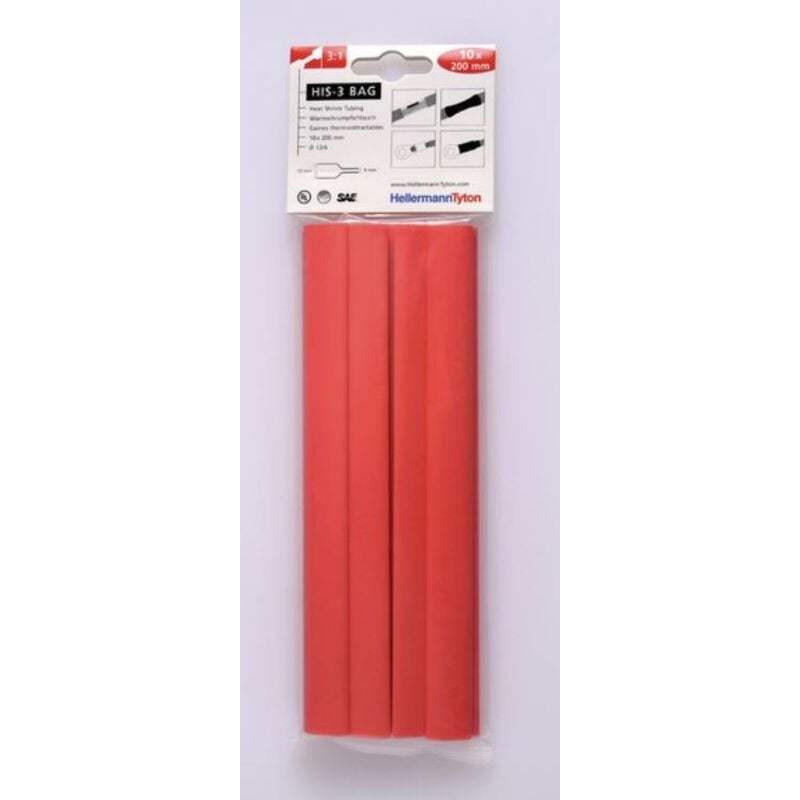 foto del prodotto hellermanntyton hellermann tyton guaina termorestringente rossa fino a 3 1 in sacchetti 308 31211