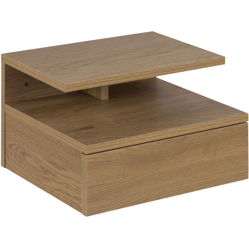 foto del prodotto hellin ac design furniture fia comodino per montaggio a parete effetto quercia con 1 cassetto e vano a giorno mobili per camera da letto armadietto