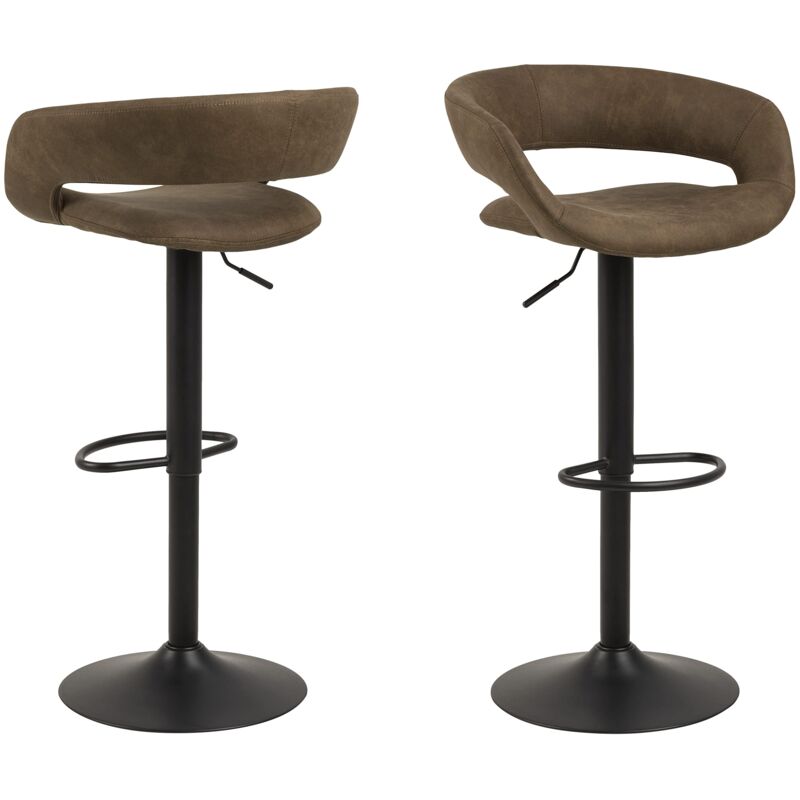 foto del prodotto hellin ac design furniture jack set di 2 sgabelli da bar, altezza 104 x larghezza 54,5 x profondit 48,5 cm, marrone chiaro nero, tessuto metallo,