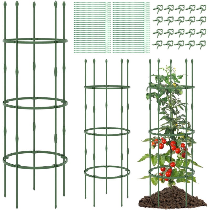 foto del prodotto helloshop26 3 obelisco traliccio supporto per piante rampicanti in metallo regolabile con clip, gabbia, legami e supporti 2 in 150 x legami per