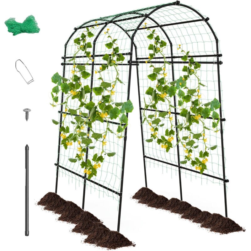 foto del prodotto helloshop26 arco da giardino in metallo 230 cm per piante rampicanti, traliccio di cetriolo rivestito in pe, decorazione per commemorazione, festa