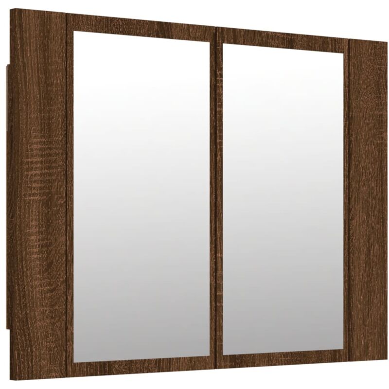 foto del prodotto helloshop26 armadietto a specchio a led 60 x 12 x 45 cm in mdf marrone
