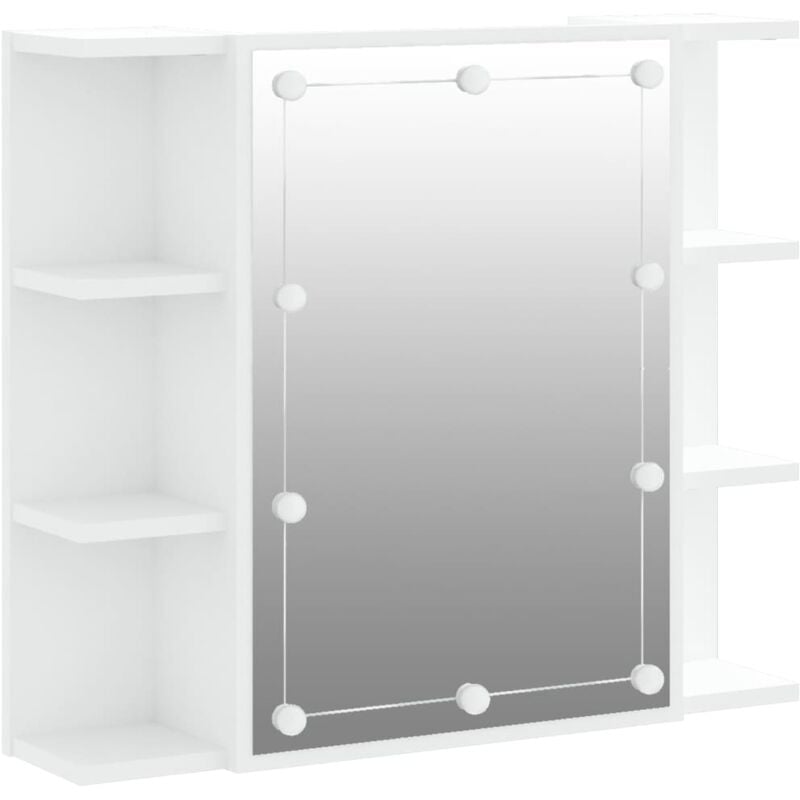 foto del prodotto helloshop26 armadietto a specchio con led 70 x 16,5 x 60 cm bianco