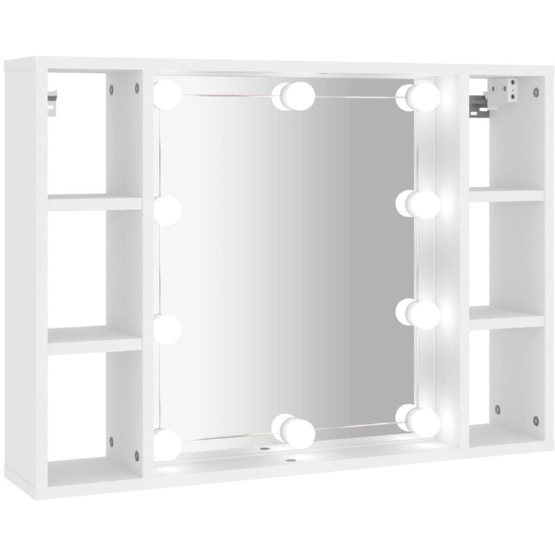 foto del prodotto helloshop26 armadietto a specchio con led 76 x 15 x 55 cm bianco