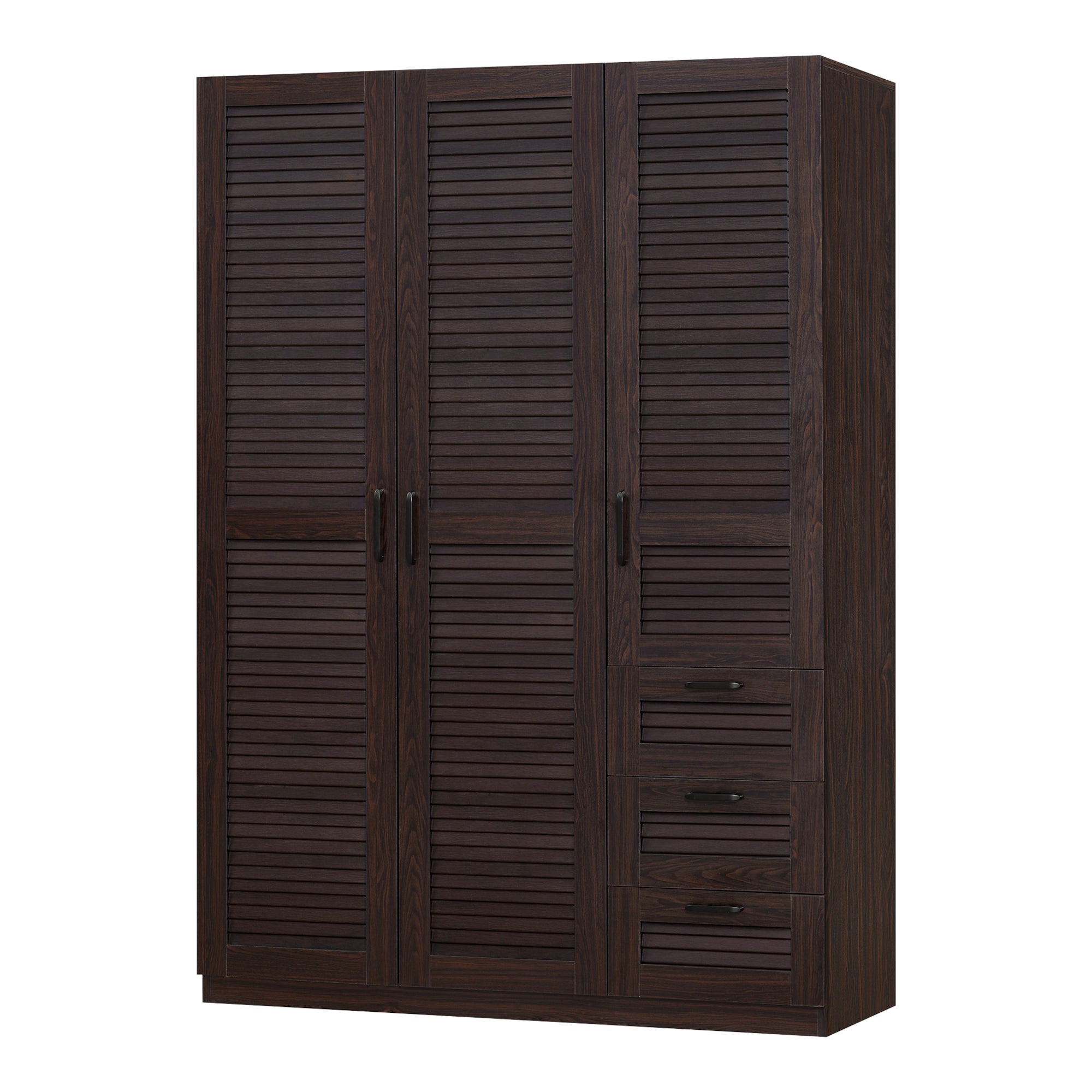 foto del prodotto helloshop26 armadio camera da letto armadio moderno contenitore senza tempo 4 ripiani 3 cassetti mdf 176 x 120 x 52 cm effetto noce scuro 030006377