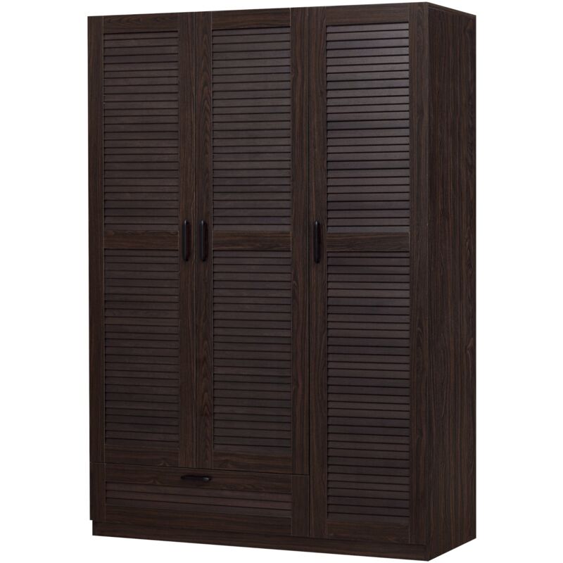 foto del prodotto helloshop26 armadio camera da letto armadio moderno contenitore senza tempo 7 ripiani 1 cassetto mdf 176 x 120 x 52 cm effetto noce scuro 030006378