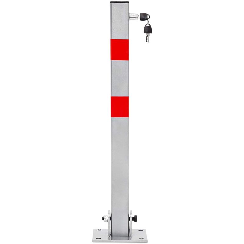 foto del prodotto helloshop26 barriera per parcheggio auto pieghevole cm 65 acciaio grigio e strisce rosse 130002309
