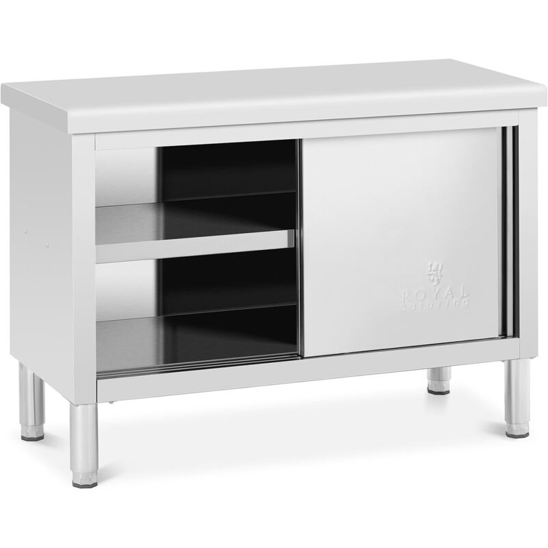 foto del prodotto helloshop26 base in acciaio inox armadio in acciaio inox armadio da lavoro in acciaio inox 120 x 50 cm portata 390 kg
