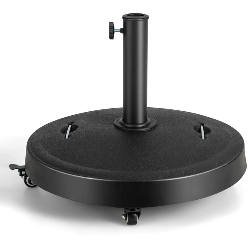 foto del prodotto helloshop26 base per ombrellone su ruote diametro 52 cm base per ombrellone da esterno in resina con 2 maniglie a scomparsa 4 ruote con serratura