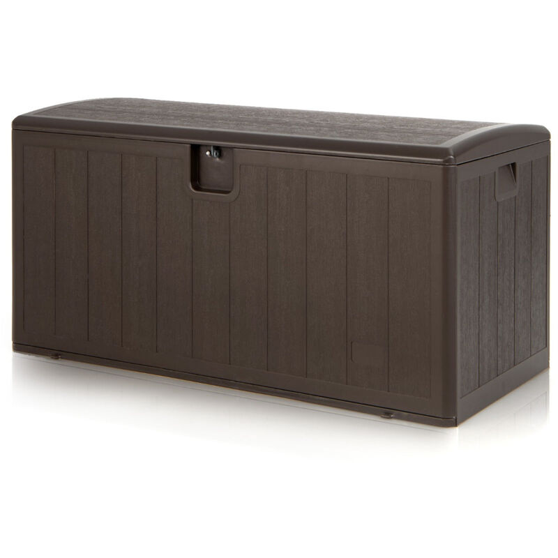 foto del prodotto helloshop26 baule da giardino da esterno 400 litri 127,5 x 64 x 64 cm baule da giardino con serratura e maniglie incassate marroni 200005153